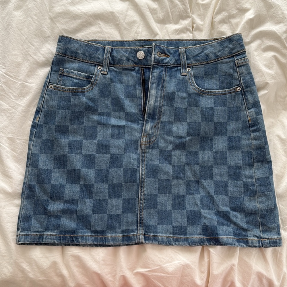 Target Jean Mini Skirt with Checkered Design